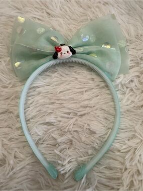 Pochacco mint green polka dots bow headband with cute Pocchaco  charm